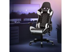 4064649151567 - Ml-design - Gamingstuhl mit Fußstütze Schwarz Weiß aus Kunstleder ergonomisch