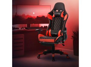 4064649151581 - Ml-design - Gamingstuhl mit Fußstütze Schwarz Rot aus Kunstleder ergonomisch