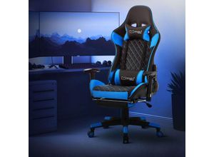 4064649151598 - Ml-design - Gamingstuhl mit Fußstütze Schwarz Blau aus Kunstleder ergonomisch