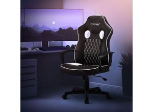 4064649151628 - Ml-design - Gaming Stuhl mit Wippfunktion Schwarz Weiß aus Kunstleder ergonomisch