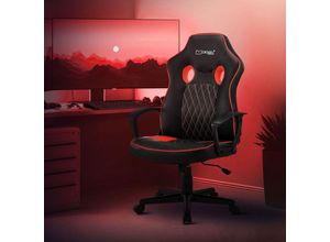 4064649151642 - Gaming Stuhl mit Wippfunktion Schwarz Rot aus Kunstleder ergonomisch