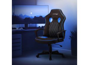 4064649151659 - Ml-design - Gaming Stuhl mit Wippfunktion Schwarz Blau aus Kunstleder ergonomisch