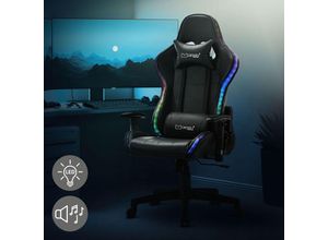 4064649151666 - Ml-design - Gaming Stuhl mit rgb LED-Beleuchtung & Bluetooth-Lautsprechern Schwarz aus Kunstleder Ergonomischer Bürostuhl Rückenlehne