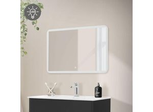 4064649160804 - Badezimmer Spiegel aus Glas 90x60 cm Weiß mit LED-Licht und Touchschalter - Ml-design