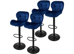 4064649163201 - 4er Set Barhocker 360° drehbar 59-79 cm Blau aus Samt - Ml-design