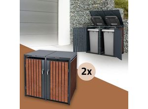 4064649168367 - Ml-design - Mülltonnenbox für 4 Tonnen 240L 264x80x1163 cm Stahl