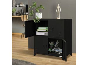 4064649168879 - Ml-design - Aktenschrank aus Stahl 75x40x805 cm Schwarz