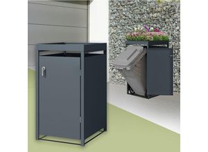 4064649170377 - Mülltonnenbox mit Pflanzdach für 1 Tonne 240L 68x80x124 cm Stahl - Ml-design