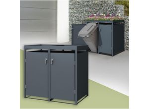 4064649170407 - Mülltonnenbox mit Pflanzdach für 2 Tonnen 240L 132x80x124 cm Stahl - Ml-design