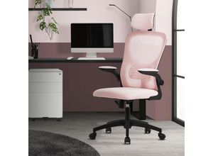 4064649181946 - Bürostuhl ergonomisch Rosa aus Mesh mit verstellbarer Kopfstütze - Ml-design