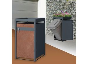 4064649186705 - Mülltonnenbox mit Pflanzdach für 1 Tonne 240L 68x80x124 cm Stahl - Ml-design