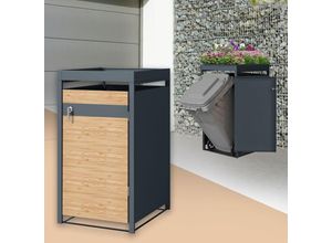 4064649186781 - Mülltonnenbox mit Pflanzdach für 1 Tonne 240L 68x80x124 cm Stahl - Ml-design