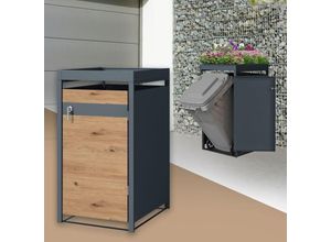 4064649186859 - Mülltonnenbox mit Pflanzdach für 1 Tonne 240L 68x80x124 cm Stahl - Ml-design