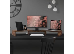 4064649191334 - Ml-design - Doppelmonitorständer 110x27x105 cm Dunkelbraun aus mdf