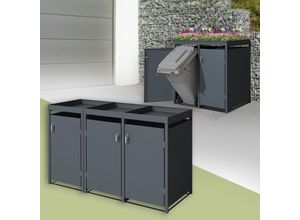 4064649191358 - Mülltonnenbox mit Pflanzdach für 3 Tonnen 240L 200x80x124 cm Stahl - Ml-design