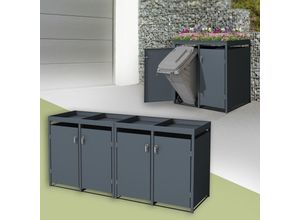 4064649191365 - Mülltonnenbox mit Pflanzdach für 4 Tonnen 240L 264x80x124 cm Stahl - Ml-design