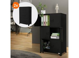 4064649192089 - Ml-design - 2x Aktenschrank aus Stahl 75x40x120 cm Schwarz