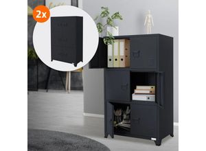 4064649192102 - Ml-design - 2x Aktenschrank aus Stahl 75x40x120 cm Anthrazit