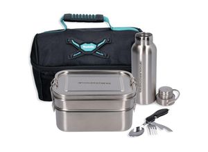 4064677061463 - Toolbrothers Fan Lunchpaket in Makita Kühltasche mit Edelstahl Brotdose mit 2 Etagen und Edelstahl Deckel 1340 ml + Edelstahl Trinkflasche 500 ml + 4