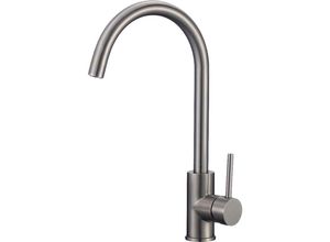 4064677067342 - Föhr 200 Küchenarmatur 360° drehbarer Wasserhahn Küche - Armatur Küche [gebürsteter Edelstahl] - 2-fach verstellbare Spültischarmatur +