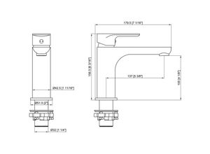 4064677067373 - Rosenhahn&söhne - Poel m Design Badarmatur Wasserhahn Badezimmer - Armatur Bad [Chrom] - Heiß + Kalt Waschtischarmatur + Anschlussschläuche