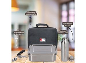 4064677094461 - Toolbrothers Fan Lunchpaket in Hardcase Tragetasche Lunchtasche Wasserdicht mit Edelstahl Brotdose mit Trennfächern und Edelstahldeckel 1200 ml +