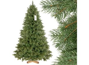 4064755091054 - Fairytrees - Weihnachtsbaum künstlich 150cm königsfichte Premium von mit Christbaum Holzständer Tannenbaum künstlich mit Naturgetreue Spritzguss