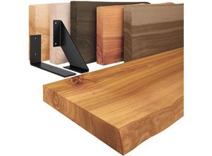 4064755133150 - Lamomanufaktur - lamo Manufaktur Wandregal Holz Baumkante Holzregal Basic Rustikal   Schwarz 50cm LW-01-A-003-50LS