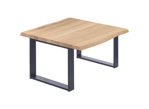 4064755141766 - Esstisch Küchentisch Schreibtisch Couchtisch aus Massivholz mit Baumkante 60x60x47 cm (AxBxH) Modern Natur   Anthrazit LKB-01-A-002-7016M - Lamo