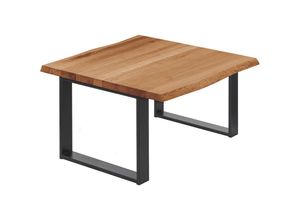 4064755141797 - Esstisch Küchentisch Schreibtisch Couchtisch aus Massivholz mit Baumkante 60x60x47 cm (AxBxH) Modern Dunkel   Schwarz LKB-01-A-004-9005M - Lamo