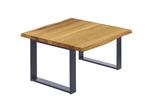 4064755141841 - Esstisch Küchentisch Schreibtisch Couchtisch aus Massivholz mit Baumkante 60x60x47 cm (AxBxH) Modern Rustikal   Anthrazit LKB-01-A-003-7016M