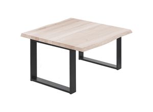 4064755141995 - Esstisch Küchentisch Schreibtisch Couchtisch aus Massivholz mit Baumkante 60x60x47 cm (AxBxH) Modern Roh   Schwarz LKB-01-A-001-9005M - Lamo