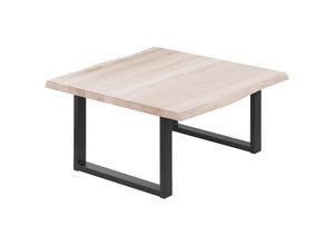 4064755142312 - Esstisch Küchentisch Schreibtisch Couchtisch aus Massivholz mit Baumkante 60x60x47 cm (AxBxH) Loft Roh   Schwarz LKB-01-A-001-9005L - Lamo