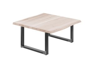 4064755142336 - Esstisch Küchentisch Schreibtisch Couchtisch aus Massivholz mit Baumkante 60x60x47 cm (AxBxH) Loft Roh   Rohstahl mit Klarlack LKB-01-A-001-0000L