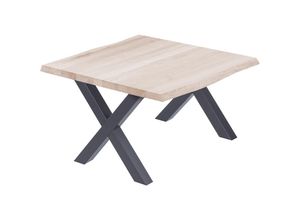 4064755142640 - Esstisch Küchentisch Schreibtisch Couchtisch aus Massivholz mit Baumkante 60x60x47 cm (AxBxH) Design Roh   Anthrazit LKB-01-A-001-7016D - Lamo