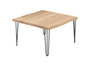 4064755142732 - Lamo Manufaktur - Esstisch Küchentisch Schreibtisch Couchtisch aus Massivholz mit Baumkante 60x60x47 cm (AxBxH) Creative Natur   Rohstahl mit