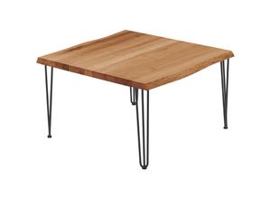 4064755142756 - Esstisch Küchentisch Schreibtisch Couchtisch aus Massivholz mit Baumkante 60x60x47 cm (AxBxH) Creative Dunkel   Schwarz LKB-01-A-004-9005Cr