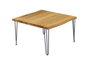 4064755142800 - Esstisch Küchentisch Schreibtisch Couchtisch aus Massivholz mit Baumkante 60x60x47 cm (AxBxH) Creative Rustikal   Anthrazit LKB-01-A-003-7016Cr