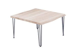 4064755142961 - Esstisch Küchentisch Schreibtisch Couchtisch aus Massivholz mit Baumkante 60x60x47 cm (AxBxH) Creative Roh   Anthrazit LKB-01-A-001-7016Cr - Lamo