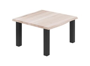 4064755143272 - Esstisch Küchentisch Schreibtisch Couchtisch aus Massivholz mit Baumkante 60x60x47 cm (AxBxH) Classic Roh   Schwarz LKB-01-A-001-9005Cl - Lamo