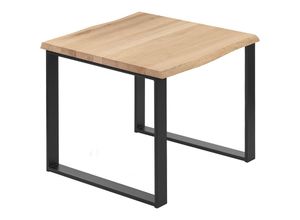 4064755145238 - Esstisch Küchentisch Schreibtisch Couchtisch aus Massivholz mit Baumkante 60x60x76 cm (AxBxH) Modern Natur   Schwarz LBB-01-A-002-9005M - Lamo