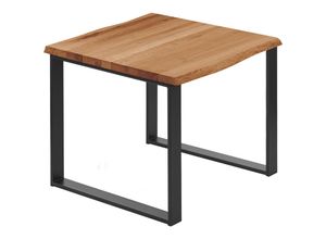 4064755145276 - Esstisch Küchentisch Schreibtisch Couchtisch aus Massivholz mit Baumkante 60x60x76 cm (AxBxH) Modern Dunkel   Schwarz LBB-01-A-004-9005M - Lamo