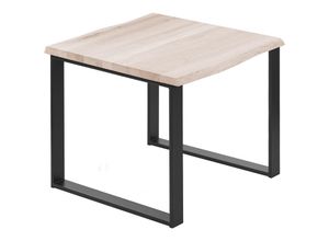 4064755145474 - Esstisch Küchentisch Schreibtisch Couchtisch aus Massivholz mit Baumkante 60x60x76 cm (AxBxH) Modern Roh   Schwarz LBB-01-A-001-9005M - Lamo