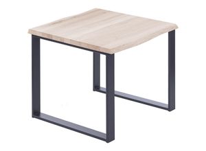 4064755145481 - Esstisch Küchentisch Schreibtisch Couchtisch aus Massivholz mit Baumkante 60x60x76 cm (AxBxH) Modern Roh   Anthrazit LBB-01-A-001-7016M - Lamo