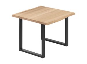 4064755145559 - Esstisch Küchentisch Schreibtisch Couchtisch aus Massivholz mit Baumkante 60x60x76 cm (AxBxH) Loft Natur   Schwarz LBB-01-A-002-9005L - Lamo