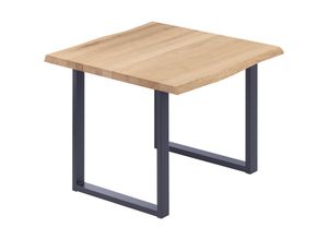 4064755145566 - Esstisch Küchentisch Schreibtisch Couchtisch aus Massivholz mit Baumkante 60x60x76 cm (AxBxH) Loft Natur   Anthrazit LBB-01-A-002-7016L - Lamo