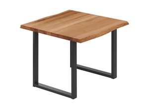 4064755145597 - Esstisch Küchentisch Schreibtisch Couchtisch aus Massivholz mit Baumkante 60x60x76 cm (AxBxH) Loft Dunkel   Schwarz LBB-01-A-004-9005L - Lamo