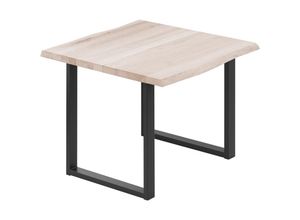 4064755145795 - Esstisch Küchentisch Schreibtisch Couchtisch aus Massivholz mit Baumkante 60x60x76 cm (AxBxH) Loft Roh   Schwarz LBB-01-A-001-9005L - Lamo