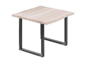 4064755145818 - Esstisch Küchentisch Schreibtisch Couchtisch aus Massivholz mit Baumkante 60x60x76 cm (AxBxH) Loft Roh   Rohstahl mit Klarlack LBB-01-A-001-0000L