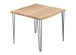 4064755145887 - Esstisch Küchentisch Schreibtisch Couchtisch aus Massivholz mit Baumkante 60x60x76 cm (AxBxH) Creative Natur   Anthrazit LBB-01-A-002-7016Cr